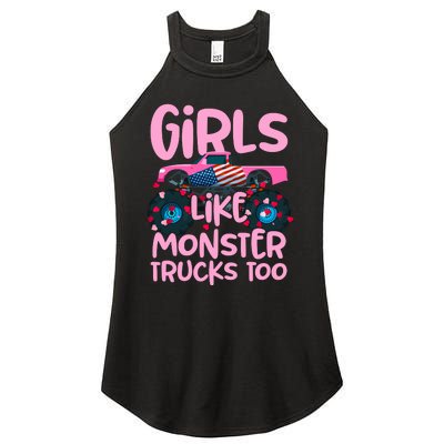 Monster Truck Girls Like Monsters Too Birthday Gifts Women's Perfect Tri Rocker Tank