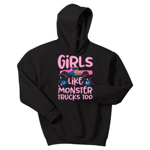 Monster Truck Girls Like Monsters Too Birthday Gifts Kids Hoodie