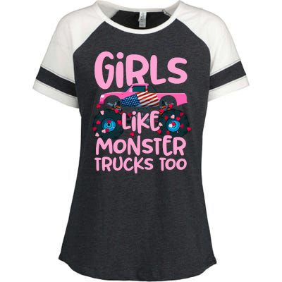 Monster Truck Girls Like Monsters Too Birthday Gifts Enza Ladies Jersey Colorblock Tee