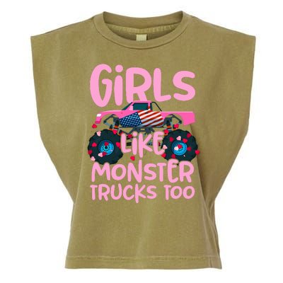 Monster Truck Girls Like Monsters Too Birthday Gifts Garment-Dyed Women's Muscle Tee