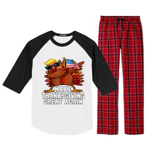 Make Thanksgiving Great Again Funny Turkey 2024 President Raglan Sleeve Pajama Set