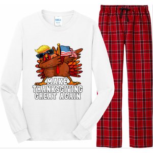 Make Thanksgiving Great Again Funny Turkey 2024 President Long Sleeve Pajama Set