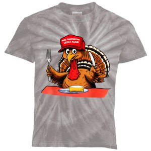 Make Thanksgiving Great Again Funny Donald Trump Turkey 2024 Kids Tie-Dye T-Shirt