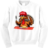 Make Thanksgiving Great Again Funny Donald Trump Turkey 2024 Kids Sweatshirt