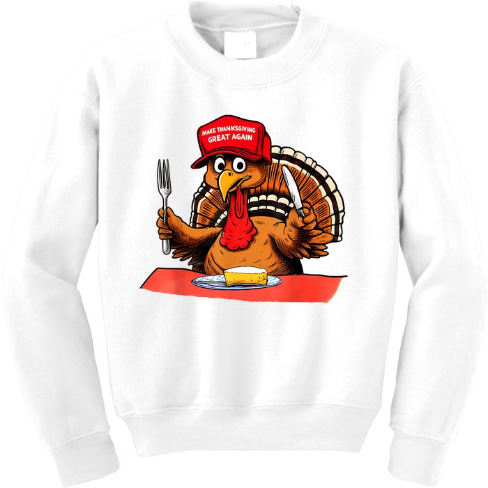 Make Thanksgiving Great Again Funny Donald Trump Turkey 2024 Kids Sweatshirt