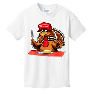 Make Thanksgiving Great Again Funny Donald Trump Turkey 2024 Kids T-Shirt