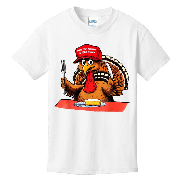 Make Thanksgiving Great Again Funny Donald Trump Turkey 2024 Kids T-Shirt