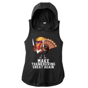 Make Thanksgiving Great Again Trump Holiday Turkey 2024 Gift Ladies PosiCharge Tri-Blend Wicking Draft Hoodie Tank