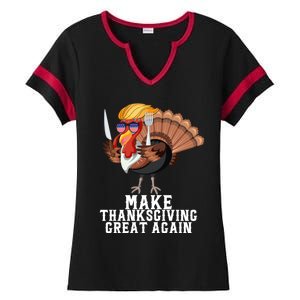 Make Thanksgiving Great Again Trump Holiday Turkey 2024 Gift Ladies Halftime Notch Neck Tee