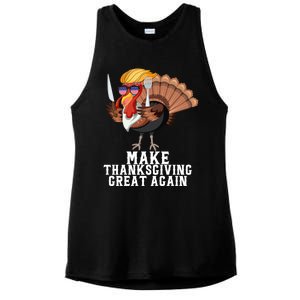 Make Thanksgiving Great Again Trump Holiday Turkey 2024 Gift Ladies PosiCharge Tri-Blend Wicking Tank