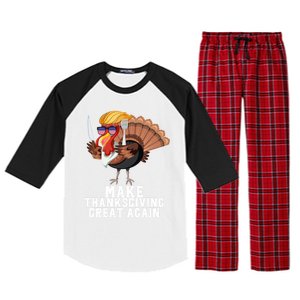 Make Thanksgiving Great Again Trump Holiday Turkey 2024 Gift Raglan Sleeve Pajama Set