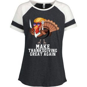 Make Thanksgiving Great Again Trump Holiday Turkey 2024 Gift Enza Ladies Jersey Colorblock Tee