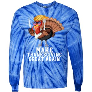 Make Thanksgiving Great Again Trump Holiday Turkey 2024 Gift Tie-Dye Long Sleeve Shirt