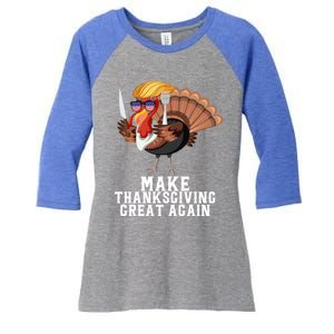 Make Thanksgiving Great Again Trump Holiday Turkey 2024 Gift Women's Tri-Blend 3/4-Sleeve Raglan Shirt