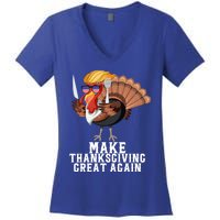 Make Thanksgiving Great Again Trump Holiday Turkey 2024 Gift Women's V-Neck T-Shirt