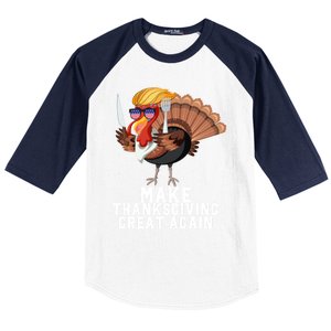 Make Thanksgiving Great Again Trump Holiday Turkey 2024 Gift Baseball Sleeve Shirt