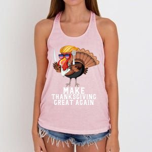 Make Thanksgiving Great Again Trump Holiday Turkey 2024 Gift Women's Knotted Racerback Tank