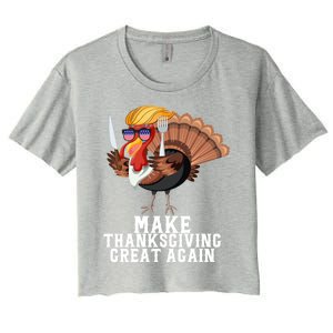 Make Thanksgiving Great Again Trump Holiday Turkey 2024 Gift Women's Crop Top Tee