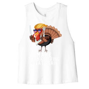 Make Thanksgiving Great Again Trump Holiday Turkey 2024 Gift Women's Racerback Cropped Tank