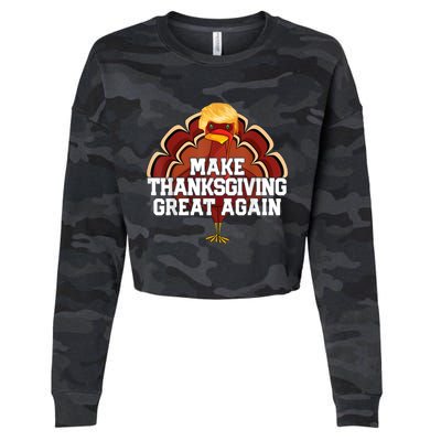 Make Thanksgiving Great Again Trump Turkey Funny 2024 Cropped Pullover Crew