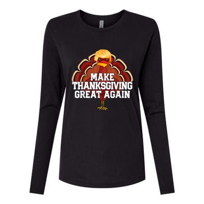 Make Thanksgiving Great Again Trump Turkey Funny 2024 Womens Cotton Relaxed Long Sleeve T-Shirt