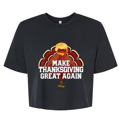 Make Thanksgiving Great Again Trump Turkey Funny 2024 Bella+Canvas Jersey Crop Tee