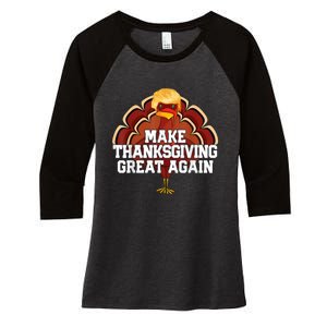 Make Thanksgiving Great Again Trump Turkey Funny 2024 Women's Tri-Blend 3/4-Sleeve Raglan Shirt