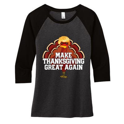 Make Thanksgiving Great Again Trump Turkey Funny 2024 Women's Tri-Blend 3/4-Sleeve Raglan Shirt