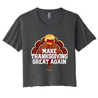 Make Thanksgiving Great Again Trump Turkey Funny 2024 Women's Crop Top Tee