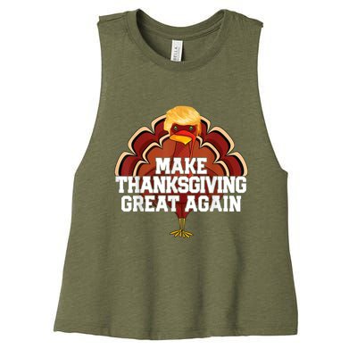 Make Thanksgiving Great Again Trump Turkey Funny 2024 Women's Racerback Cropped Tank