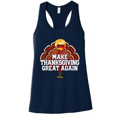 Make Thanksgiving Great Again Trump Turkey Funny 2024 Women's Racerback Tank