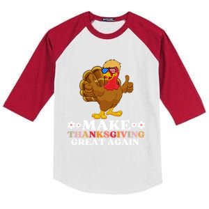 Make Thanksgiving Great Again Trump Holiday Turkey Thankful Gift Kids Colorblock Raglan Jersey