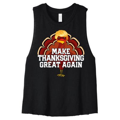 Make Thanksgiving Great Again Trump Turkey Women's Racerback Cropped Tank