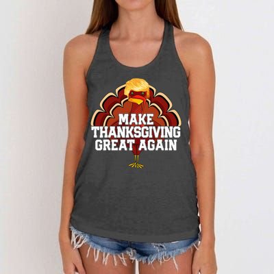 Make Thanksgiving Great Again Trump Turkey Women's Knotted Racerback Tank