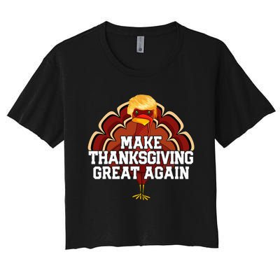 Make Thanksgiving Great Again Trump Turkey Women's Crop Top Tee