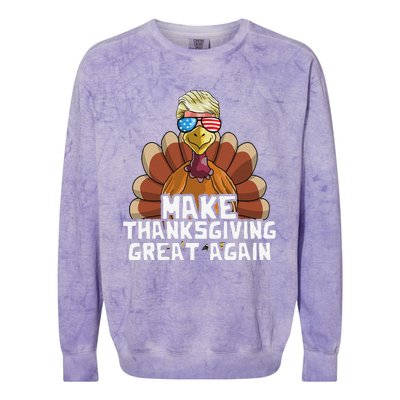 Make Thanksgiving Great Again Trump Turkey Funny Colorblast Crewneck Sweatshirt