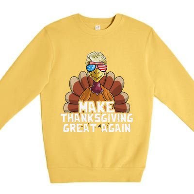 Make Thanksgiving Great Again Trump Turkey Funny Premium Crewneck Sweatshirt