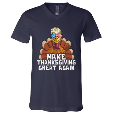 Make Thanksgiving Great Again Trump Turkey Funny V-Neck T-Shirt