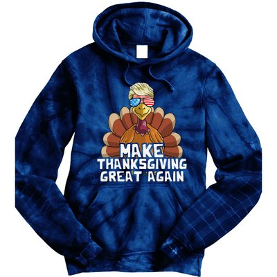 Make Thanksgiving Great Again Trump Turkey Funny Tie Dye Hoodie