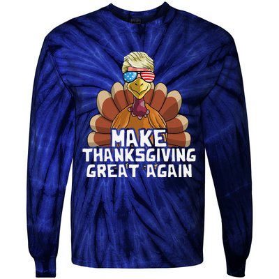 Make Thanksgiving Great Again Trump Turkey Funny Tie-Dye Long Sleeve Shirt