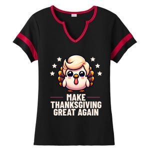 Make Thanksgiving Great Again Trump Turkey Funny Gift Ladies Halftime Notch Neck Tee