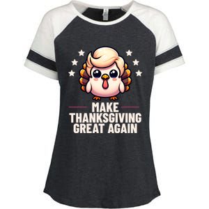 Make Thanksgiving Great Again Trump Turkey Funny Gift Enza Ladies Jersey Colorblock Tee