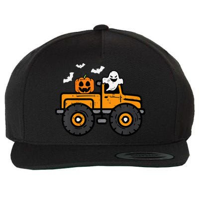 Monster Truck Ghost Pumpkin Halloween Costume Wool Snapback Cap