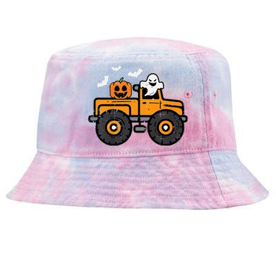 Monster Truck Ghost Pumpkin Halloween Costume Tie-Dyed Bucket Hat