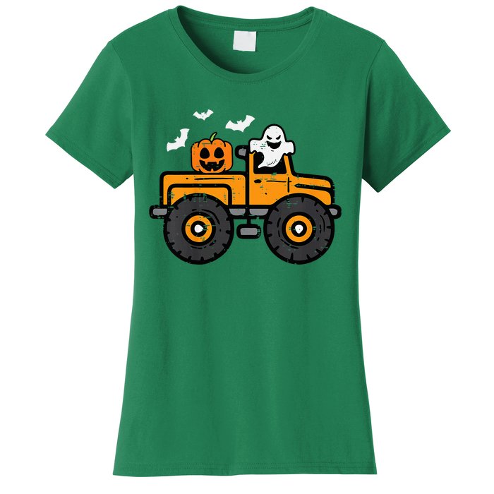 Monster Truck Ghost Pumpkin Halloween Costume Women's T-Shirt