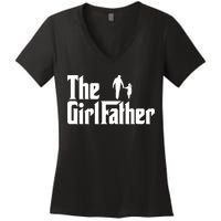 Mens The Girl Father Funny Dad Of Girls Daddy Daughter Girl Dad Women's V-Neck T-Shirt