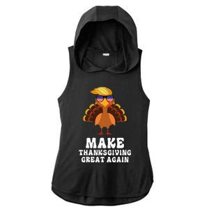 Make Thanksgiving Great Again Trump Holiday Turkey 2024 Ladies PosiCharge Tri-Blend Wicking Draft Hoodie Tank