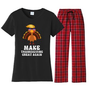 Make Thanksgiving Great Again Trump Holiday Turkey 2024 Women's Flannel Pajama Set