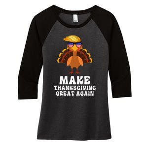 Make Thanksgiving Great Again Trump Holiday Turkey 2024 Women's Tri-Blend 3/4-Sleeve Raglan Shirt