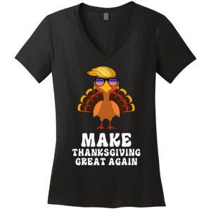 Make Thanksgiving Great Again Trump Holiday Turkey 2024 Women's V-Neck T-Shirt